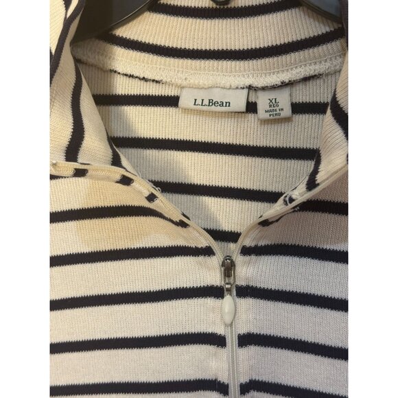 L.L. Bean Women's Striped Quarter Zip Long Sleeve Shirt Size XL Nautical Coastal - Picture 3 of 4